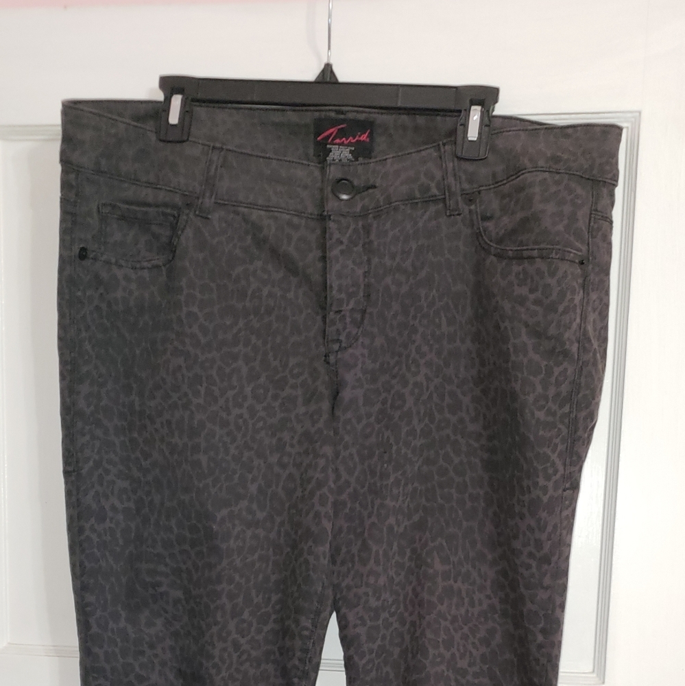 Torrid brand grey leopard print jeans